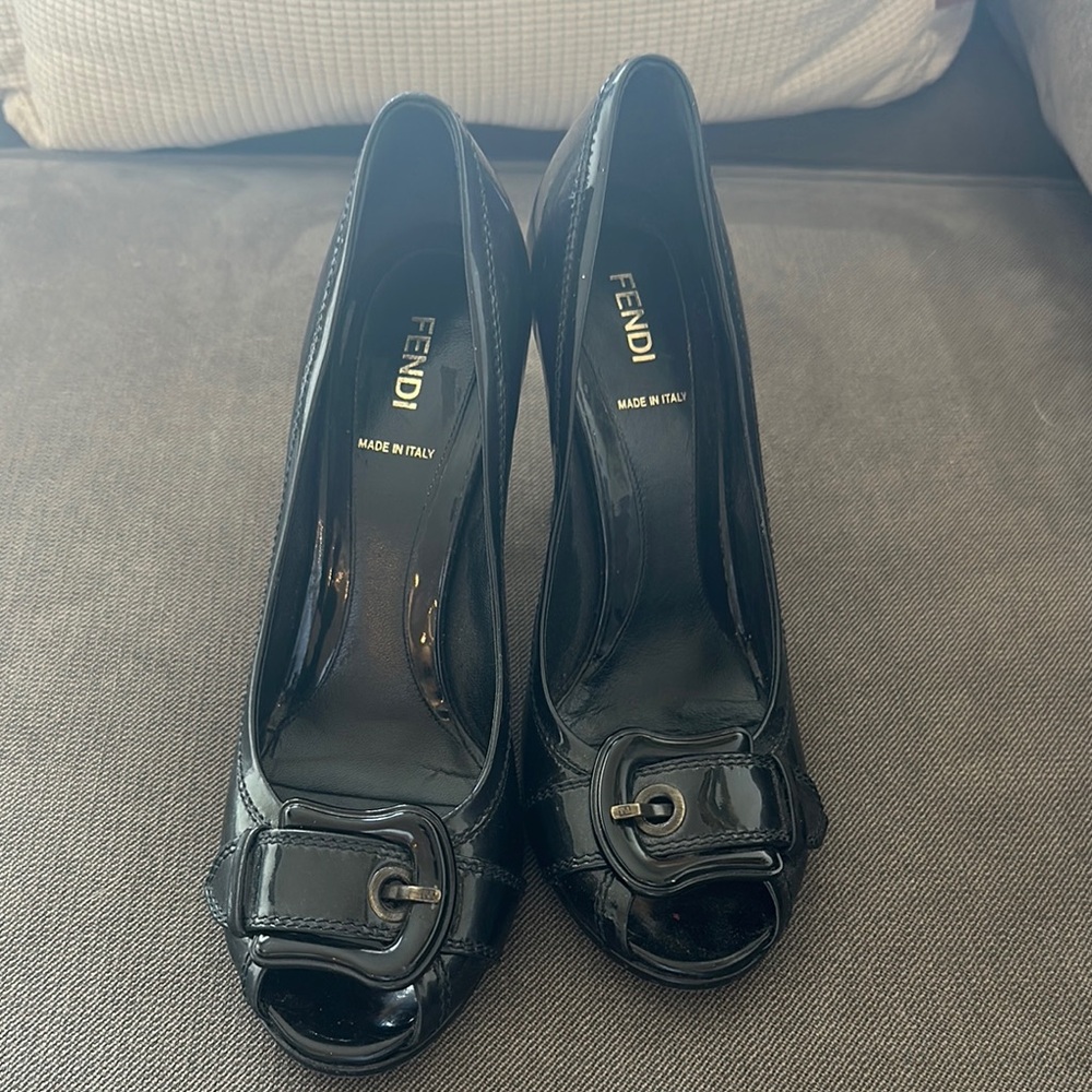 Fendi Black Peep Toe Heels